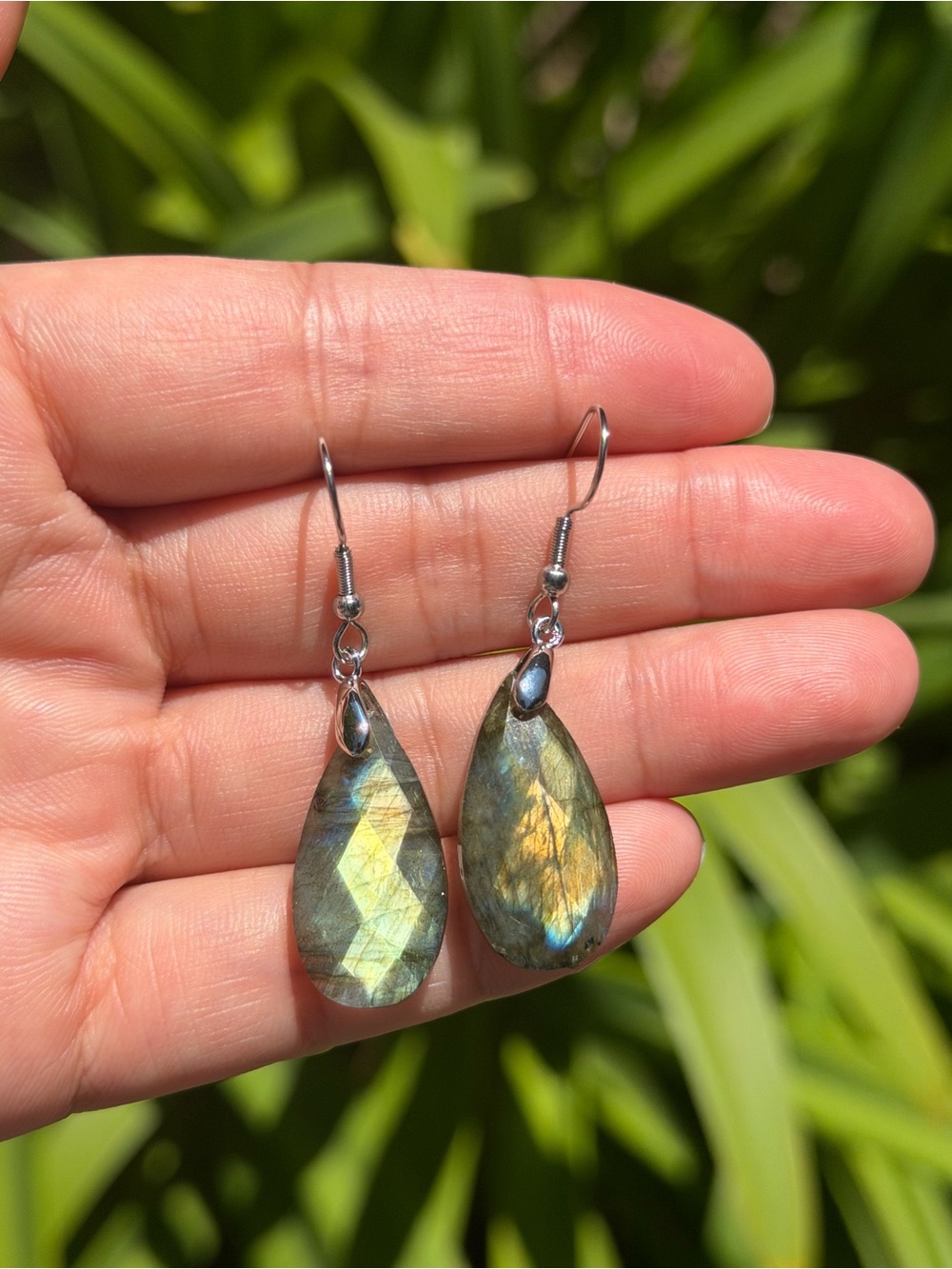 Stainless steel gold flash labradorite earrings Palo 2030